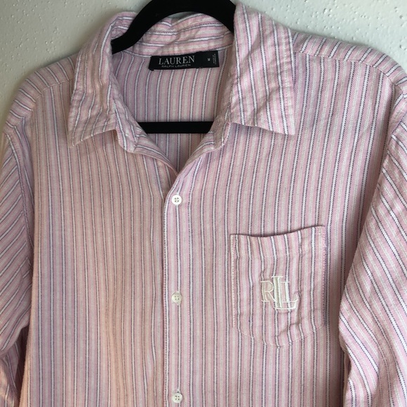 Lauren Ralph Lauren black label pajama top size medium button down loungewear - Picture 2 of 9